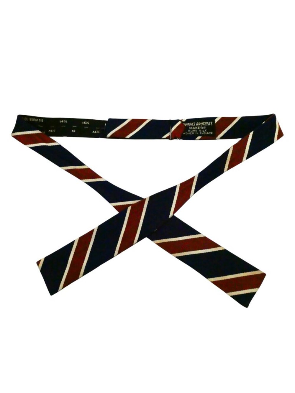 vtg BROOKS BROTHERS adjustable Silk bow tie navy brown Rep stripe square ends